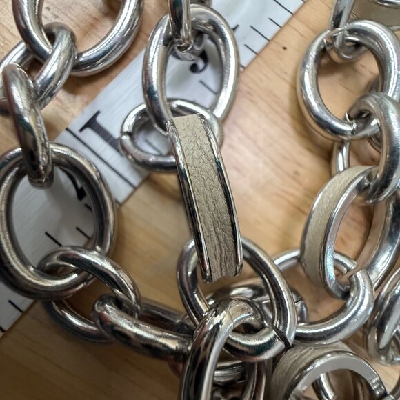 Banana Republic Long Silver Chain Necklace With White Accents 34-Inch Length - Picture 7 of 9